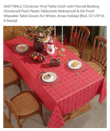 Christmas House - Holiday Flannel Black Tablecloth 52&quot; x 70&quot; - $19.97 CAD