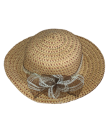 Women&#39;s Straw Sun Hat With Bow Pretty Hat Church Derby 6½&quot; X 8&quot; W/ Chin ... - €32,04 EUR