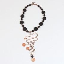 Modern Black beads &amp; Copper Statement Necklace 16&quot; - £11.31 GBP