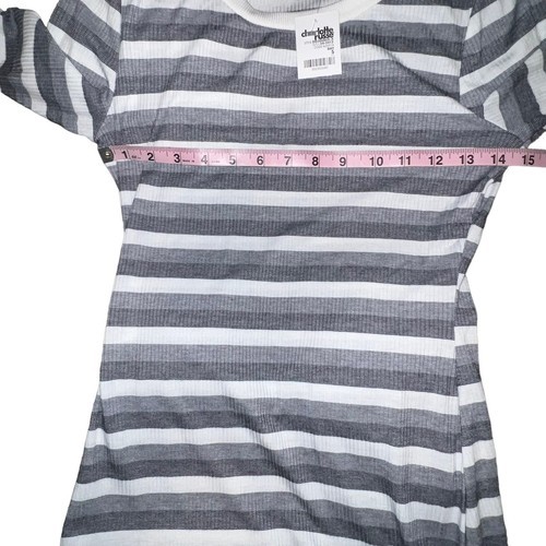 Charlotte Rousse Striped Gray White Long Sleeve T Shirt Dress Size Small New Item image 4