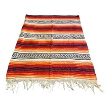 Orange Serape Aztec Mexican Woven Throw Blanket Tapestry Southwestern Rug 55x74 - £26.30 GBP