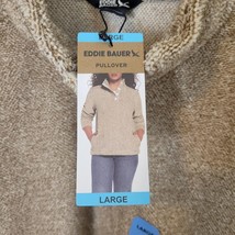 Eddie Bauer Women Large Beige 1/4 Button Pullover Sweater NWT $74.99 NEW... - $24.74