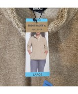 Eddie Bauer Women Large Beige 1/4 Button Pullover Sweater NWT $74.99 NEW... - $453.69 MXN