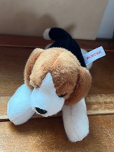 Aurora Small Plush White Brown Black Floppy Beagle Puppy Dog Stuffed Animal – - £11.85 GBP