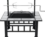 Fire Pit Table For Outside 37 Inch Square Firepits With Grill Large Wood... - $259.99