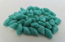 40 8 x 5 mm Czech Glass Gemduo Beads: Turquoise - £2.27 GBP