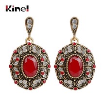 Fashion Bohemia Earring Unique Ancient Gold Color Mosaic AAA Crystal Big Oval Ea - £7.09 GBP