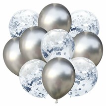 20 Metallic Confetti Balloons Wedding Perfect Birthday Party Silver Deco... - £3.92 GBP