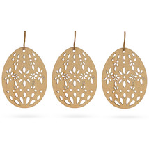 Set of 3 Easter Egg Unfinished Wooden Flowers Ornament 3.15 Inches - £18.76 GBP