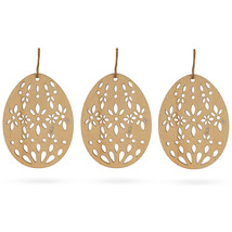 Set of 3 Easter Egg Unfinished Wooden Flowers Ornament 3.15 Inches - £18.84 GBP