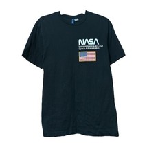 H&amp;M Divided Juniors Black NASA American Flag Cotton Tee T Shirt Size XS - £5.34 GBP