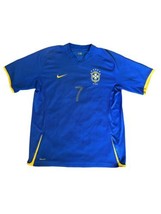 Nike Fit Dry Men&#39;s Brasil Cbf Match Blue Soccer Jersey Mens Size Xl #7 Futbol - £47.37 GBP