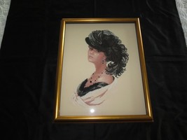 Framed ELEGANT LADY in BLACK w/JEWELS &amp; LACE Cross Stitch - 15-1/4&quot; x 18... - $99.00