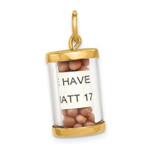 14K Gold Mustard Seed Have Faith 17:20 Charm Jewelry 20mm x 11mm - £171.50 GBP