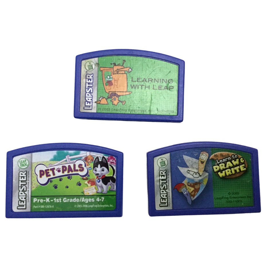 LeapFrog Leapster Cartridges Pet Pals Learn to Draw and Write  Lot of 3 - $6.72