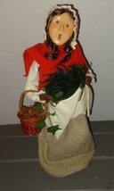 Byers&#39; Choice Caroler Lady Carrying Greens in Apron Basket of Ivy &amp; Pine Cones - £35.97 GBP