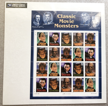 USPS Stamp Sheet Classic Movie Monsters with Promo Book SEALED - £11.99 GBP