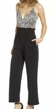 NWT Women J.O.A. Sleeveless Surplice Jumpsuit Black/Cream Size S - £18.47 GBP