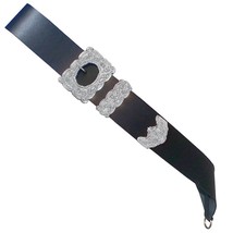 Drummer Cross Belt Thistle Chrome Buckle Black Leather - $60.00