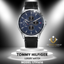 Tommy Hilfiger Hombres Cuarzo Correa de Cuero Esfera Azul 44mm Reloj 179... - $122.16