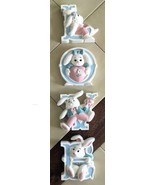 Vintage Burwood Products Blue/Pink LOVE Bunny Rabbits Nursery Wall Hangi... - $361.95 MXN