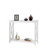 White Wood Console Sofa Table with Bottom Storage Shelf - $270.68 CAD
