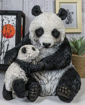 Large Lifelike Adorable China Giant Panda Bear Mother With Cub Baby Statue - $135.99