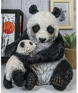 Large Lifelike Adorable China Giant Panda Bear Mother With Cub Baby Statue - $185.90 CAD