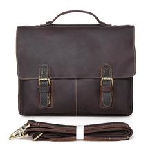 Vintage Dark Brown Durable Thick Genuine Leather Men&#39;s Briefcase - £151.51 GBP