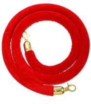 6 Foot Red Velvet Rope 1.2" Thick Crowd Control Barrier Gold Hooks Party... - $12.73