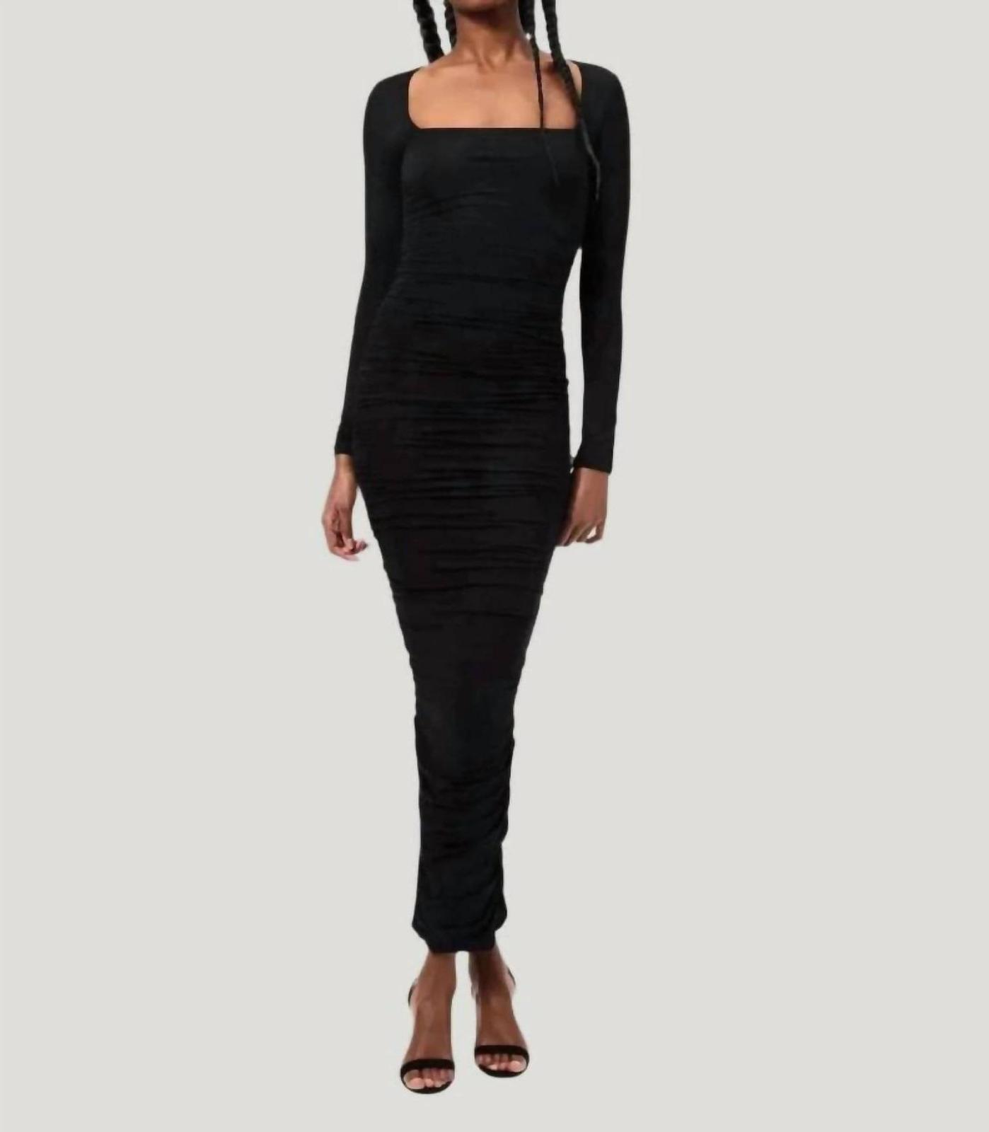 Good American Ruched Square-Neck Maxi Dress Black - $98.00