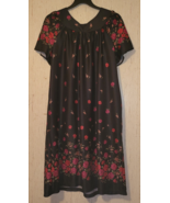 NEW WOMENS Anthony Richards BLACK W/ FLORAL SILKY JERSEY KNIT NIGHTGOWN ... - $29.95
