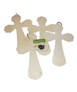 4 LOT ART MINDS 12” UNFINISHED WOOD CROSS PLAQUES TO PAINT DECORATE STAIN - £6.32 GBP