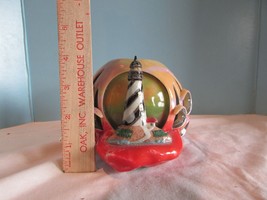 Vintage Round Candle Ornate 4&quot; Nautical Decorative Lighthouse Red - £18.13 GBP