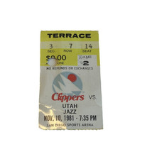 NBA Ticket Stub Utah Jazz @ San Diego Clippers 11/10/1981 Adrian Dantley 32 Pts - £7.99 GBP