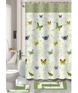 Kashi Home Maria 15pc Butterfly Printed Bathroom Accessory Shower Curtai... - $28.49