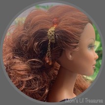 Hair Clip Barrette Chain Dangle  Pink Crystal Hair Pin •  Doll Hair Acce... - £6.93 GBP