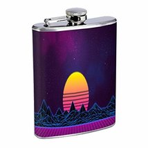 Retro Horizon Hip Flask Stainless Steel 8 Oz Silver Drinking Whiskey Spirits R1 - $9.95