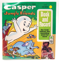 Vintage Casper and Jungle Friends Book w/ 45 RPM Record Peter Pan #1970 ... - £10.08 GBP