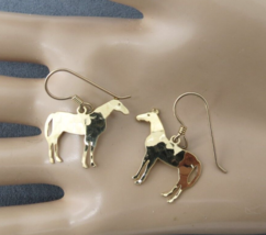 Wild Bryde Horse Earrings Dangle Drop Pierced Wire Hammered Gold Plated Equine - £15.26 GBP