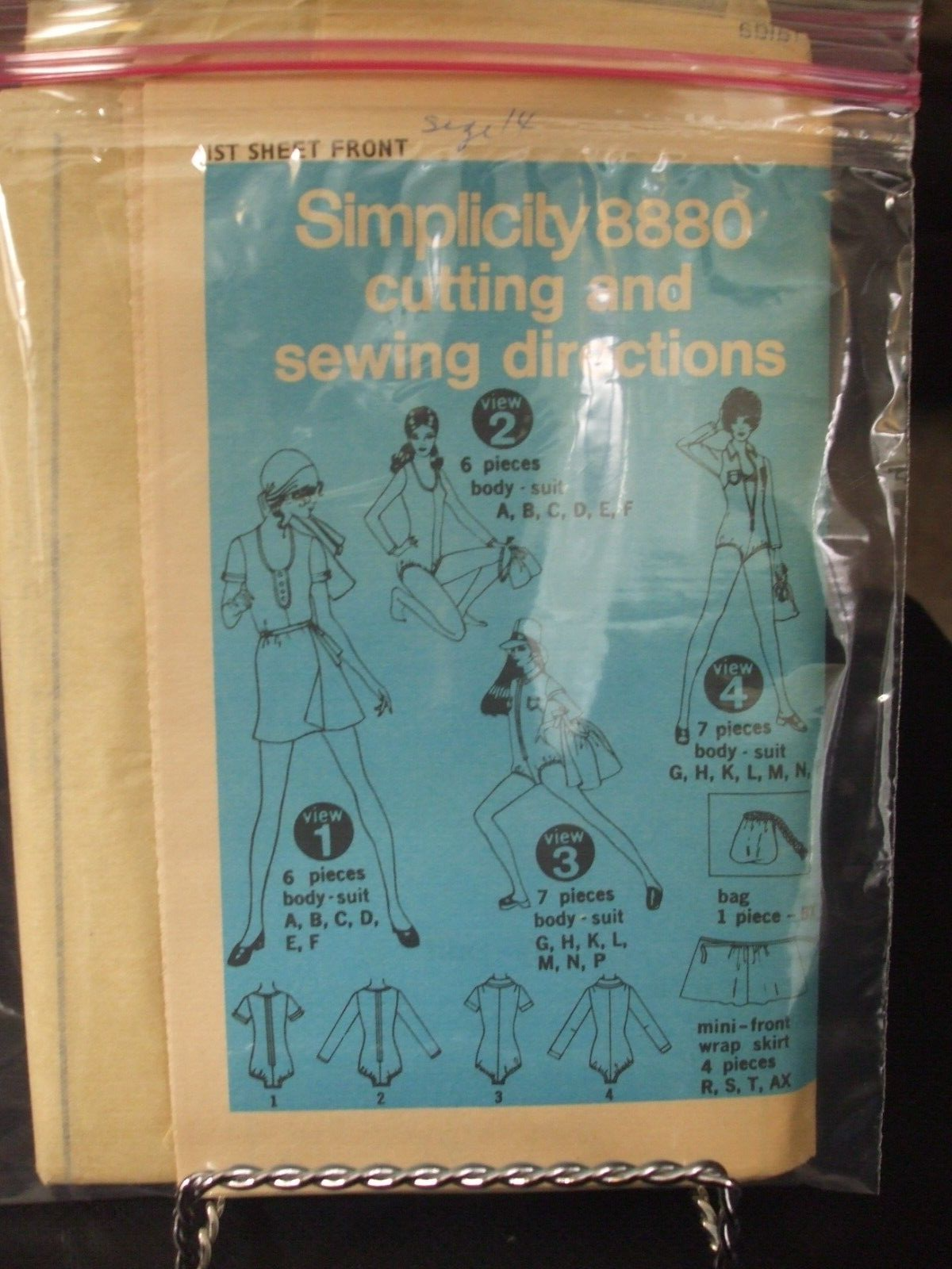 Simplicity 8880 Misses Bodysuit, Front Wrap Skirt & Bag Pattern - Sz 14 Bust 36 - $9.70
