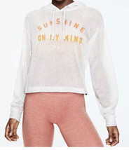 New Victoria’s Secret PINK Sunshine Mesh Knit Crop White Hoodie large - £20.24 GBP