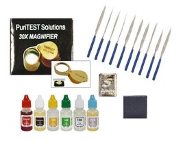 PuriTest New Gold, Silver &amp; Platinum Testing Kit 6 Fresh Acid Bottle Sol... - £23.38 GBP