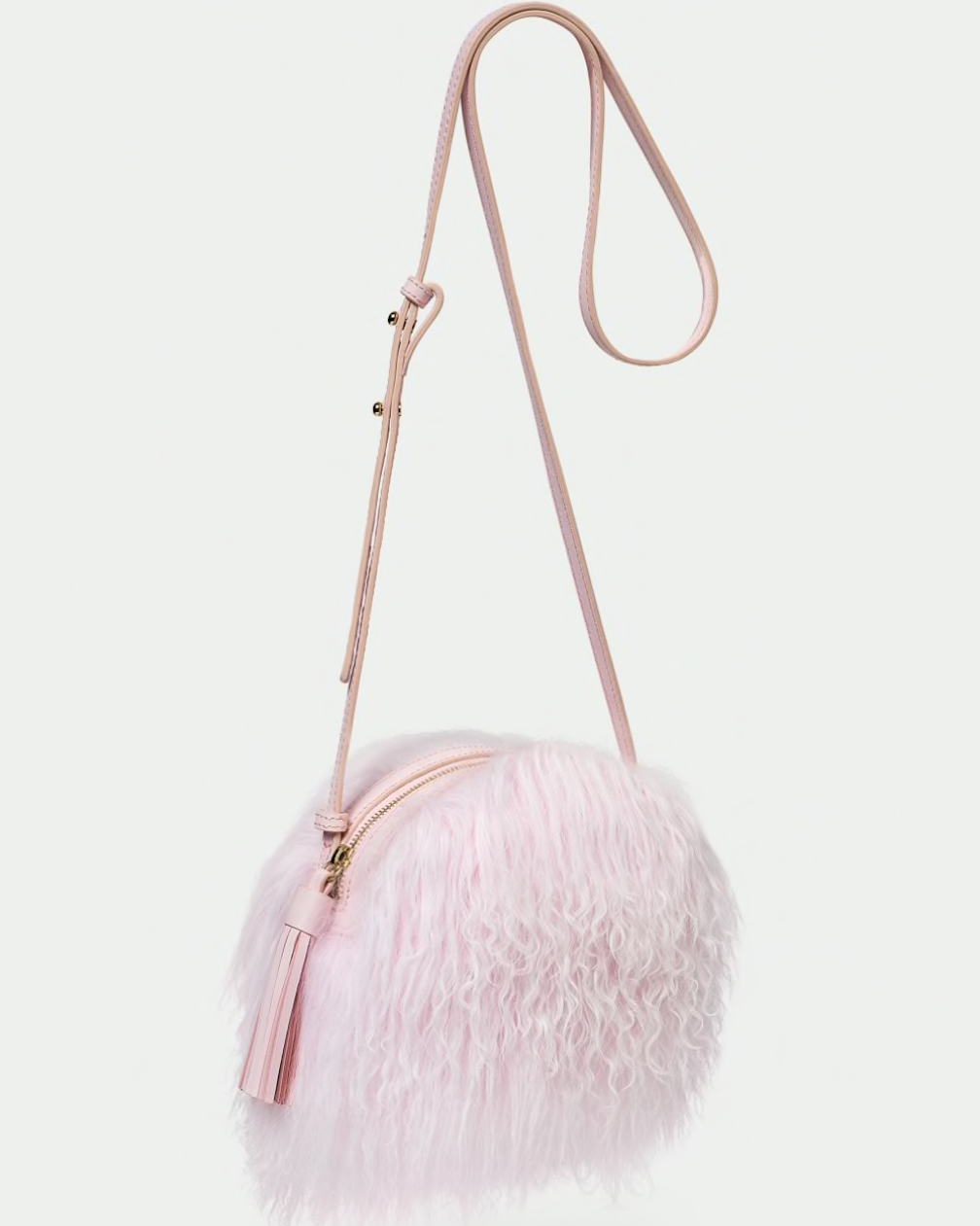 Ugg Women s Mongolian Pom Crossbody Sheepskin in Seashell Pink