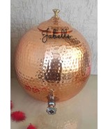 Pure Copper Hammered Design Matka &amp; Lid With Brass Tap and Knob, Drinkwa... - £163.05 GBP