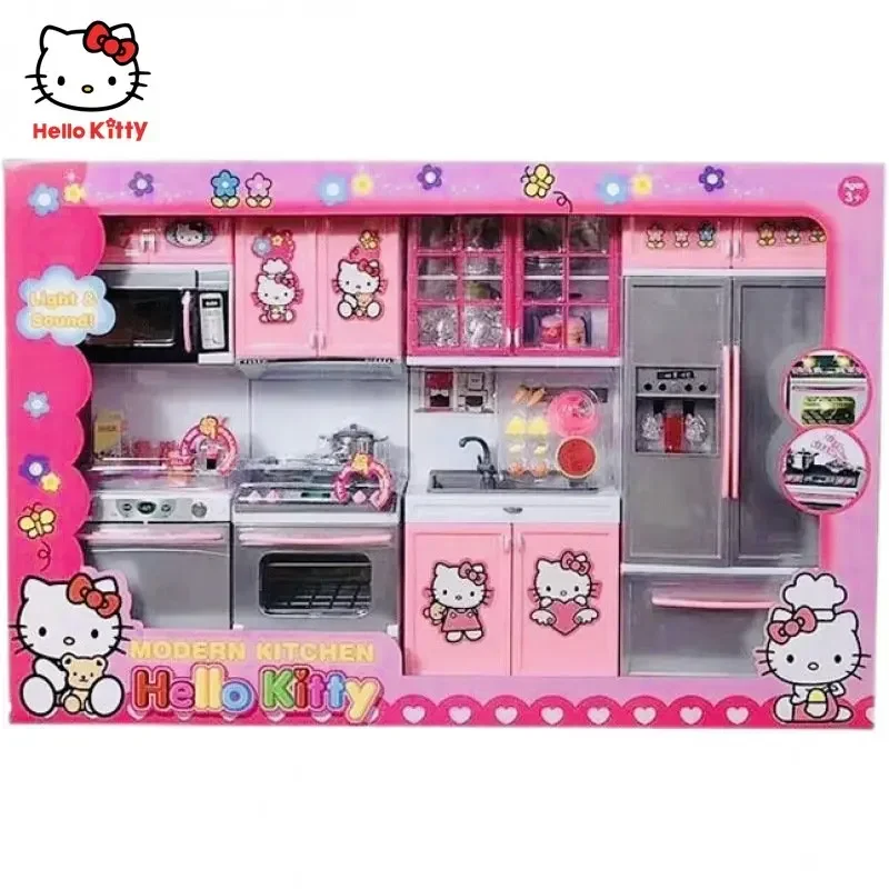 Hello Kitty Cat Girl Children&#39;s Play House Simulation Mini Kitchen Can Be - £46.48 GBP+