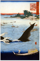 Japanese POSTER.Home wall.Hunting Whale.Asia Decor.Japan art.70i - £14.07 GBP+