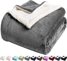 Lbro2M Sherpa Fleece Bed Blanket King Size Super Soft Fuzzy Plush Warm, Grey. - £61.28 GBP