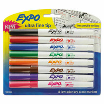 EXPO Low-Odor Dry-Erase Marker Ultra Fine Point Assorted 8/Set 1884309 - £6.70 GBP