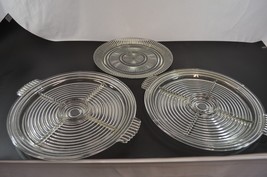 Art Deco Serving Platters Glass Chip n Dip Lot of 3 Ribbed Clear Antique - £77.56 GBP